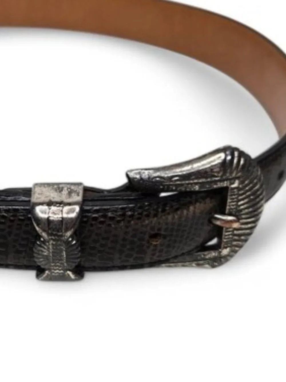Silver Creek Croc Embossed Distressed Metal Western Belt Women's Ranch Retro 28